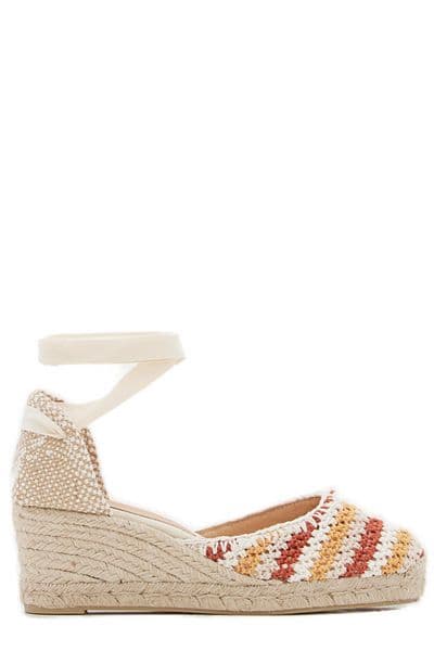 Castañer Carina Ankle Strap Crochet Wedge Sandals