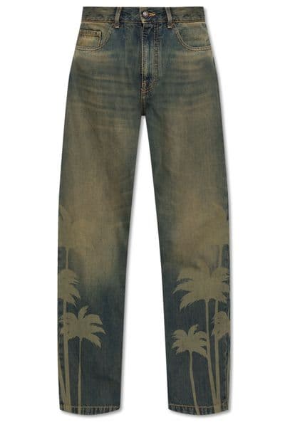 Palm Angels Laser Palm Wide Leg Jeans